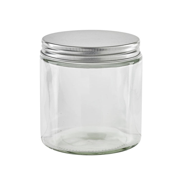 Pot en verre rond avec couvercle en aluminium à visser H 9,9 cm 500ml - 15 unités