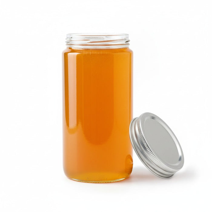 Pot en verre rond avec bouchon en aluminium -750ml - 30 unités
