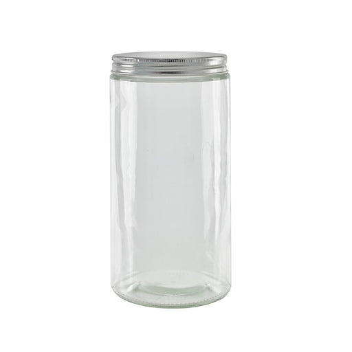 Pot en verre rond avec bouchon en aluminium -750ml - 30 unités