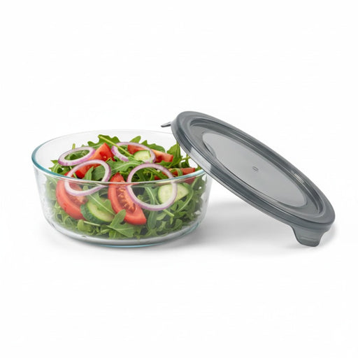 Combo bol CookShow en verre compartimenté+couv PP Ø 15 cm H 6,7 cm - 24 unités