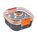 Bol carre borosilicate compartimentée+couv acrylique transp+protection silicone Ø 15,2 cm H 6 cm - 24 unités