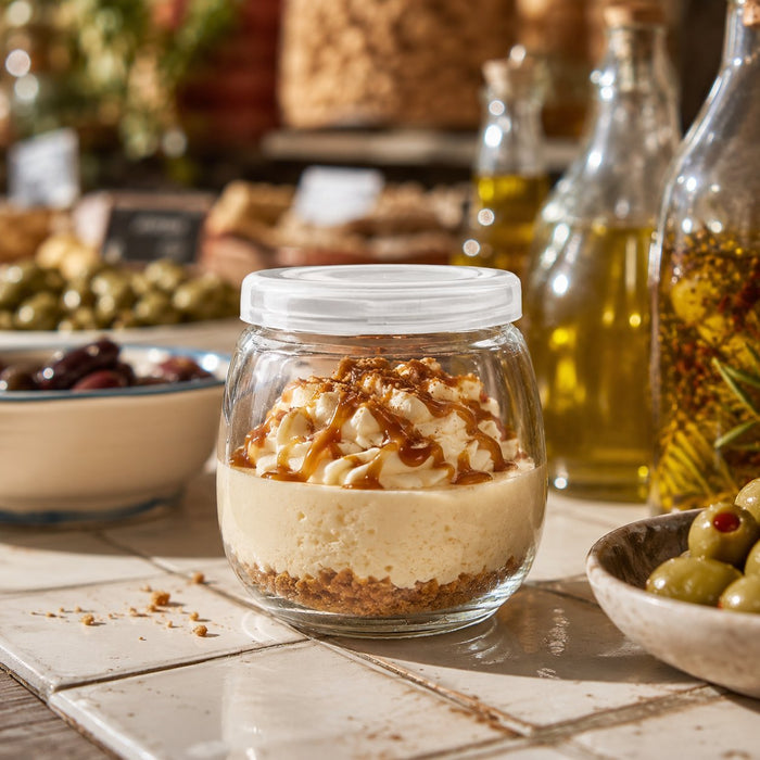 Bocal en verre sphérique avec bouchon en PP - 200 ml - Ø 6,2 cm - H 7 cm - ambiance