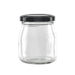 Pot à dessert en verre avec couvercle noir en metal à visser H 8 cm 150ml - 30 unités