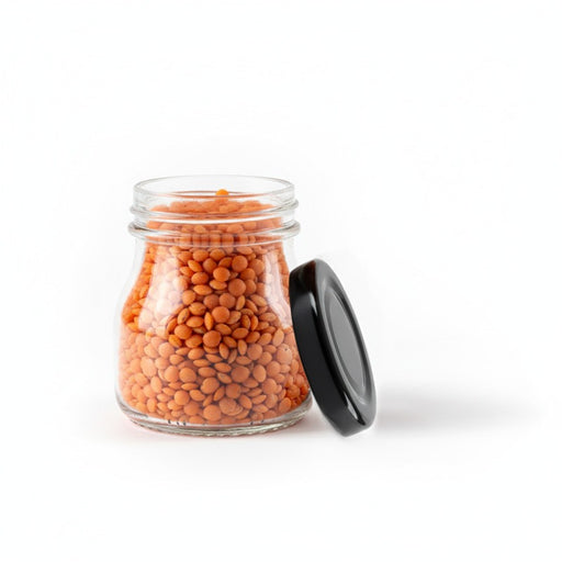 Pot à dessert en verre avec couvercle noir en metal à visser H 5,8 cm 50ml - 42 unités
