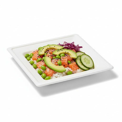 Assiette pulpe carrée blanche 16 cm x 16 cm x 1,5 cm - 24 unités