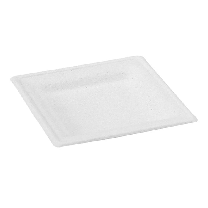 Assiette pulpe carrée blanche 16 cm x 16 cm x 1,5 cm - 24 unités