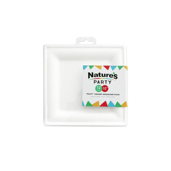 Assiette pulpe carrée blanche 26 cm x 26 cm - 10 unités