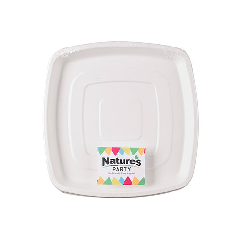 Plateau traiteur carré pulpe blanc 30,4 cm x 30,4 cm x 2,5 cm - 2 unités