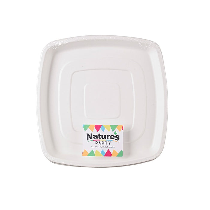 Plateau traiteur carré pulpe blanc 30,4 cm x 30,4 cm x 2,5 cm - 2 unités