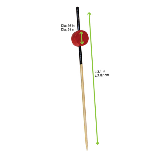 Pique bambou noir avec décor rouge "Atami" - 9 cm - 25 unités