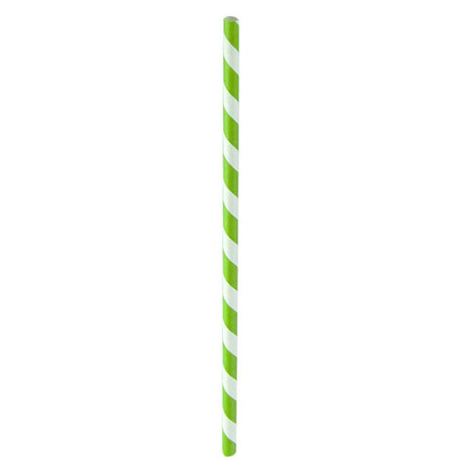 Chalumeau papier vert citron/blanc par 25 unités l: 0,6 cm H: 21 cm