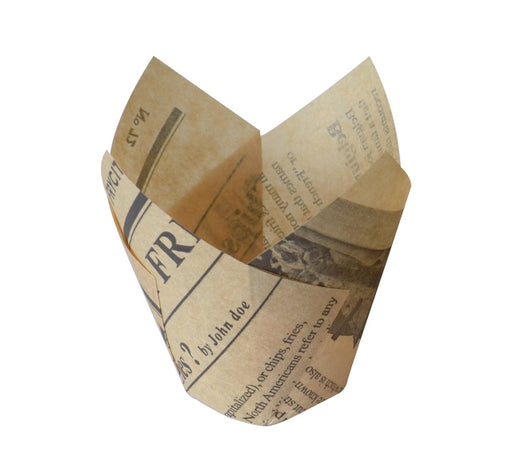 Caissette de cuisson papier tulipe brun imprimé Journal "Newsie" - Ø 6 cm - 12 unités