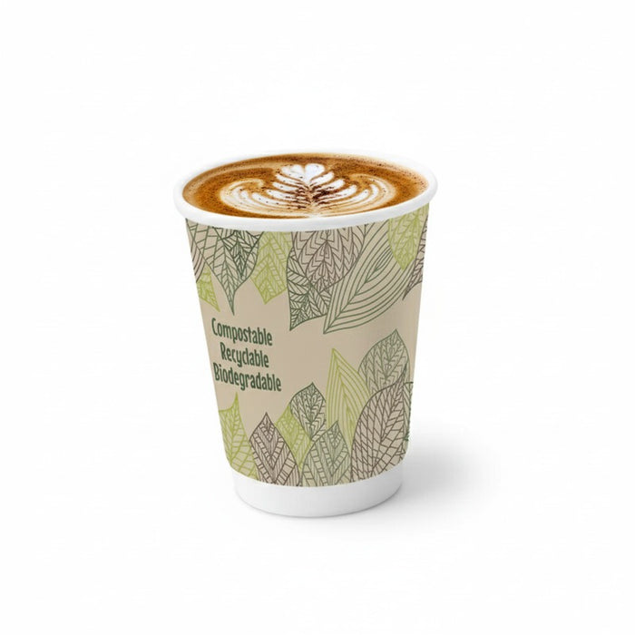 Gobelet carton double paroi PLA - 340 ml - Ø 9 cm - H 11 cm - 6 unités