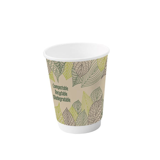 Gobelet carton double paroi PLA - 340 ml - Ø 9 cm - H 11 cm - 6 unités