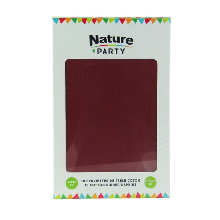 Serviette coton rouge 40 cm x 40 cm - 10 unités