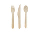 Kit couverts bois 3/1: couteau fourchette cuillÃ¨re, emballage kraft 16,5 cm - 50 unitÃ©s