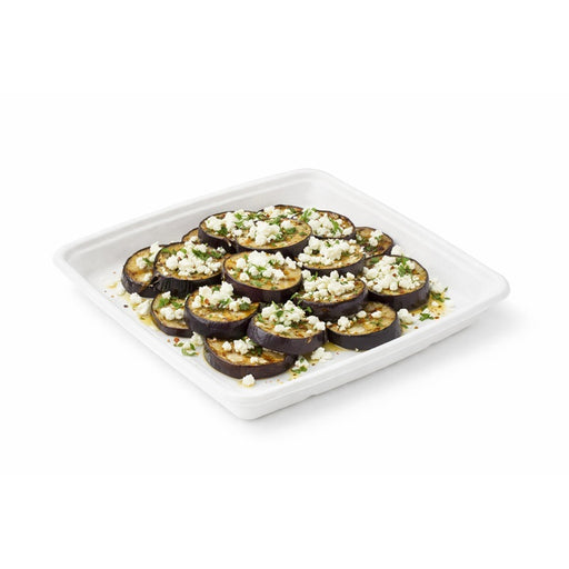 Saladier carré blanc en pulpe sans couvercle - 1000 ml - 23,5 cm x 23,5 cm - H 2,8 cm - 25 unités
