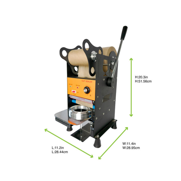 Scelleuse manuelle pour contenants - Ø 6,2 à 9,2 cm - 29 cm x 28 cm x 51 cm - 1 unité