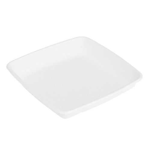 Saladier carré blanc en pulpe sans couvercle - 1000 ml - 23,5 cm x 23,5 cm - H 2,8 cm - 25 unités
