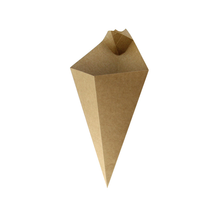 Cônes carton kraft avec compartiment à sauce Par 25 unités L: 16,7 cm x l: 28 cm x P: 16 g