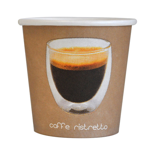 Gobelet carton dÃ©cor "Ristretto"  - 120 ml - 6,2 cm x 4,5 cm x 6 cm. - 100 Pcs