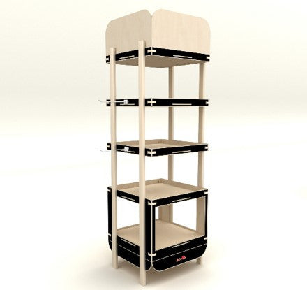 Display en bois - 4 étagères  470x470mm H1 690mm